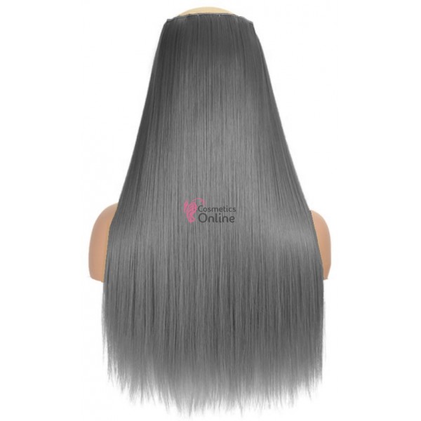 Extensie de par cu 5 Clips On delux dubla dreapta de 60 cm,  CH0T171 Cenusiu